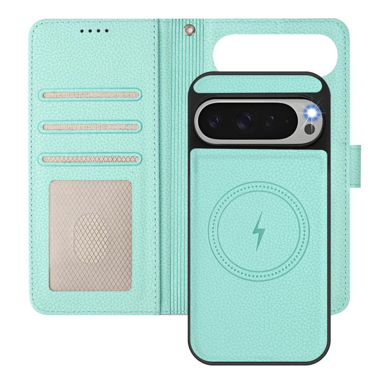 For Google Pixel 10 / 10 Pro Detachable Litchi Texture Magnetic Side-Patch Vegan Leather Phone Case