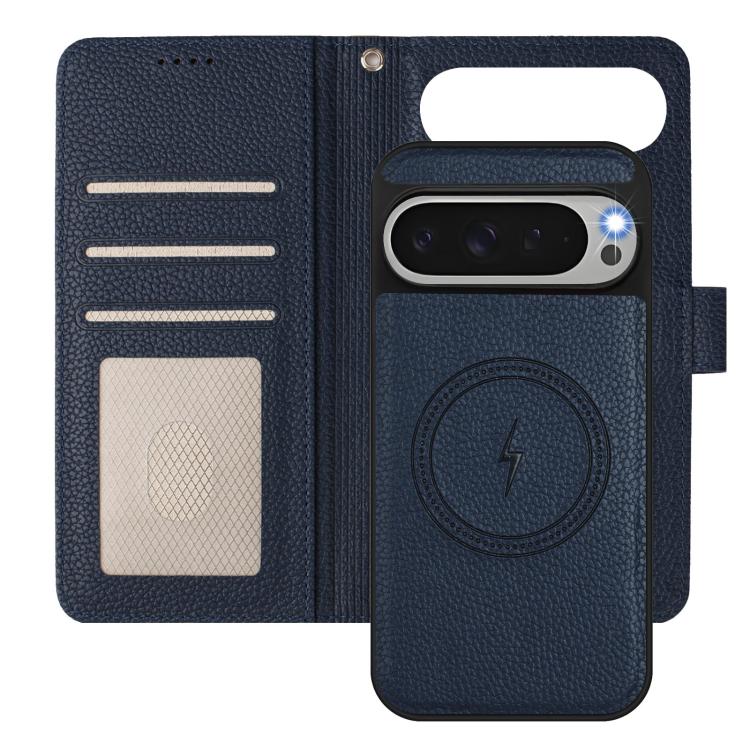For Google Pixel 10 / 10 Pro Detachable Litchi Texture Magnetic Side-Patch Vegan Leather Phone Case
