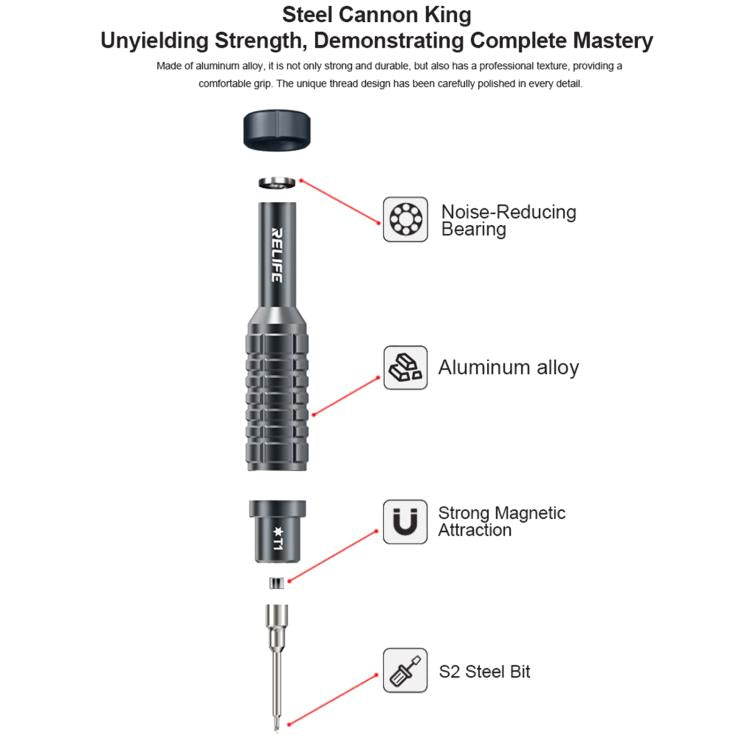 RELIFE RL-730 Steel Cannon King Classic Series Aluminum Alloy Screwdriver, Model:Torx T1