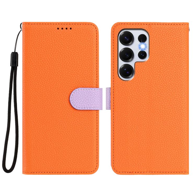 For Samsung Galaxy S25 Ultra 5G Detachable Litchi Texture Magnetic Side-Patch Vegan Leather Phone Case