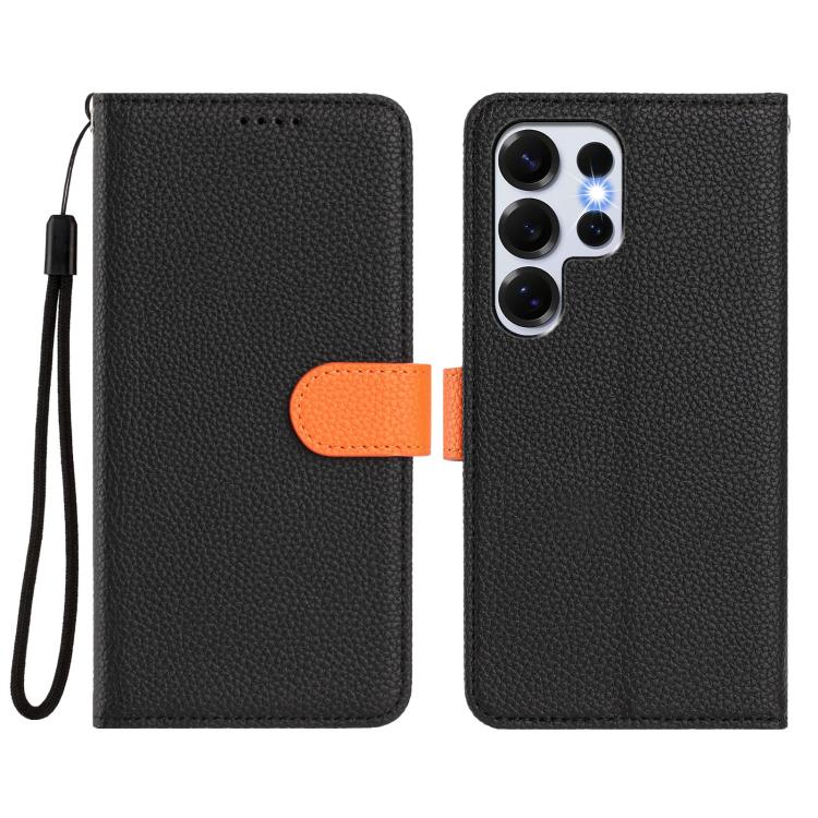 For Samsung Galaxy S25 Ultra 5G Detachable Litchi Texture Magnetic Side-Patch Vegan Leather Phone Case