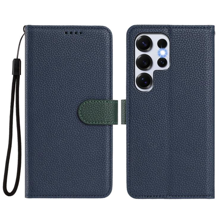 For Samsung Galaxy S25 Ultra 5G Detachable Litchi Texture Magnetic Side-Patch Vegan Leather Phone Case