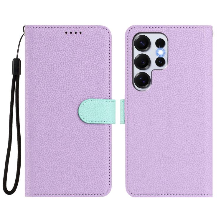For Samsung Galaxy S25 Ultra 5G Detachable Litchi Texture Magnetic Side-Patch Vegan Leather Phone Case