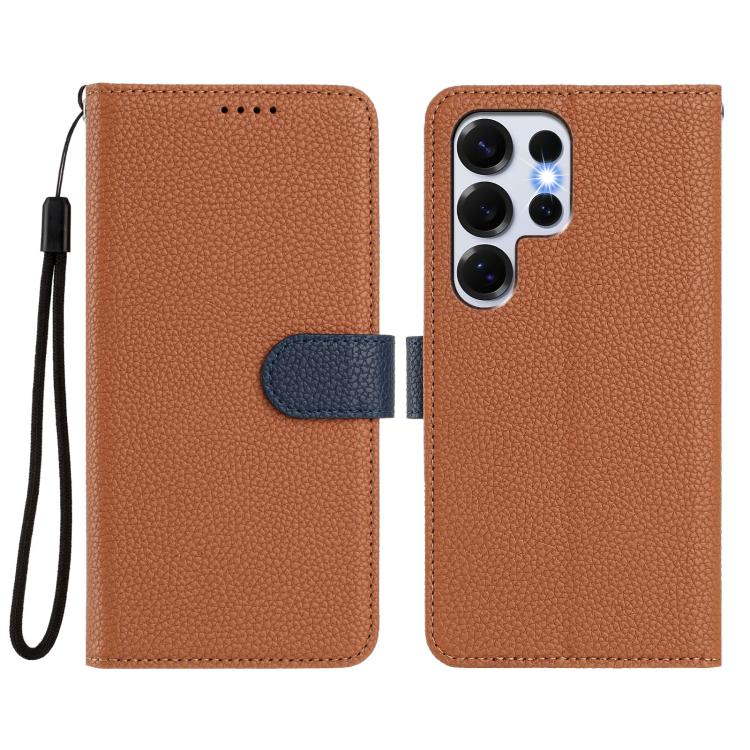 For Samsung Galaxy S25 Ultra 5G Detachable Litchi Texture Magnetic Side-Patch Vegan Leather Phone Case