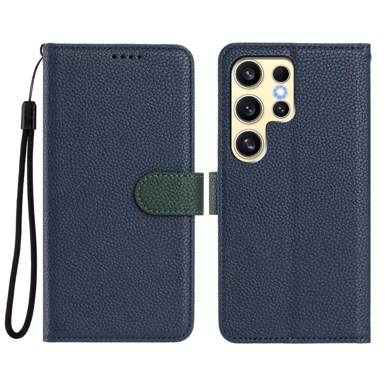 For Samsung Galaxy S24 Ultra 5G Detachable Litchi Texture Magnetic Side-Patch Vegan Leather Phone Case