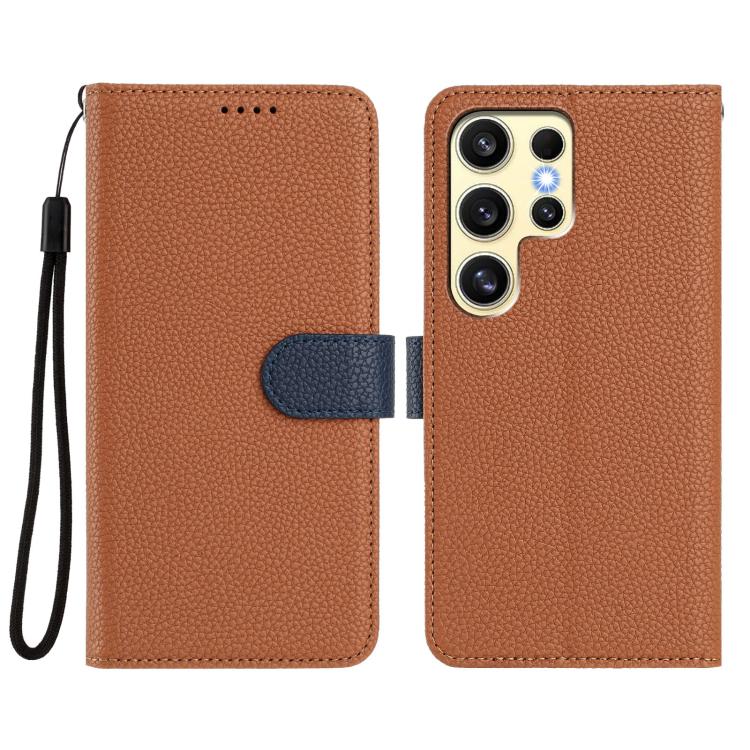 For Samsung Galaxy S24 Ultra 5G Detachable Litchi Texture Magnetic Side-Patch Vegan Leather Phone Case