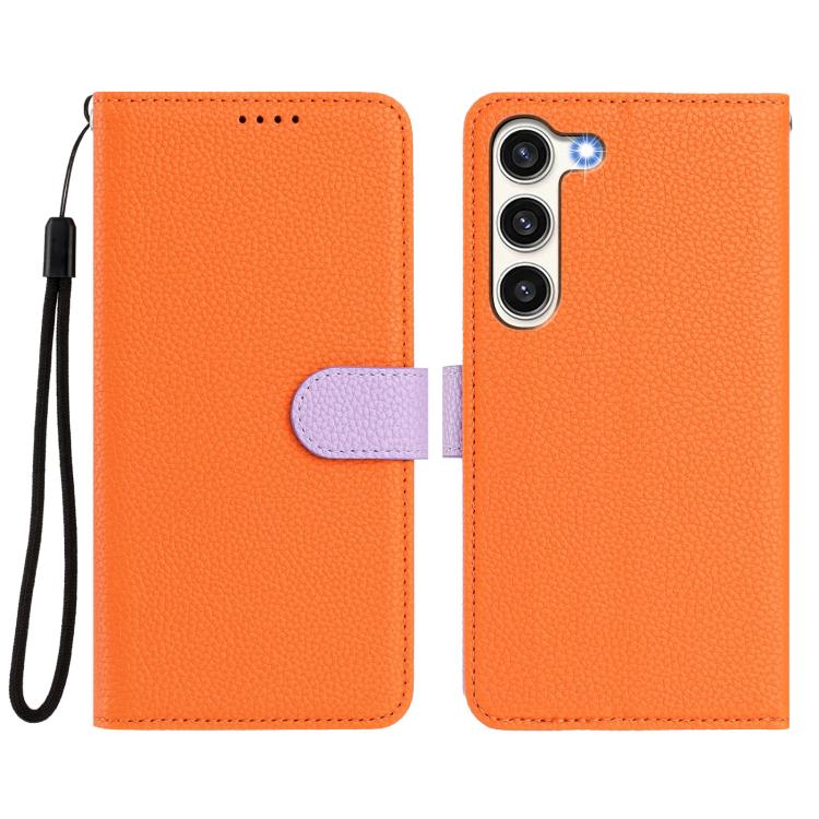 For Samsung Galaxy S23 5G Detachable Litchi Texture Magnetic Side-Patch Vegan Leather Phone Case