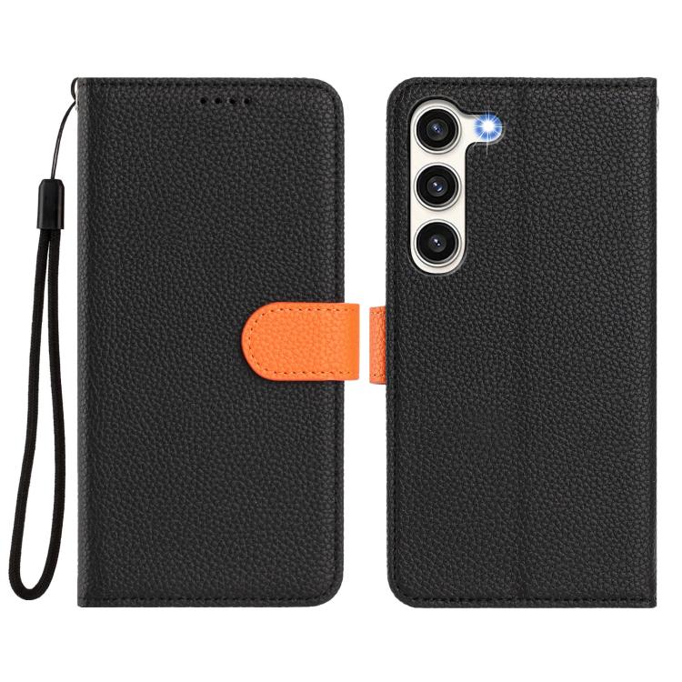 For Samsung Galaxy S23 5G Detachable Litchi Texture Magnetic Side-Patch Vegan Leather Phone Case