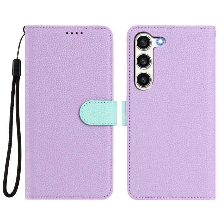For Samsung Galaxy S23 5G Detachable Litchi Texture Magnetic Side-Patch Vegan Leather Phone Case
