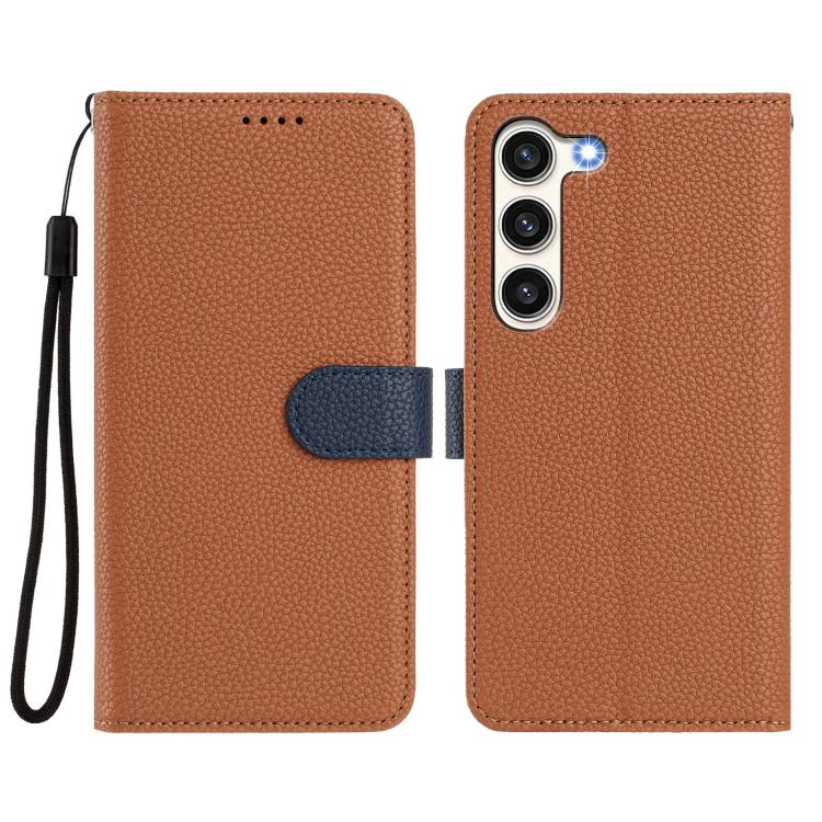 For Samsung Galaxy S23 5G Detachable Litchi Texture Magnetic Side-Patch Vegan Leather Phone Case