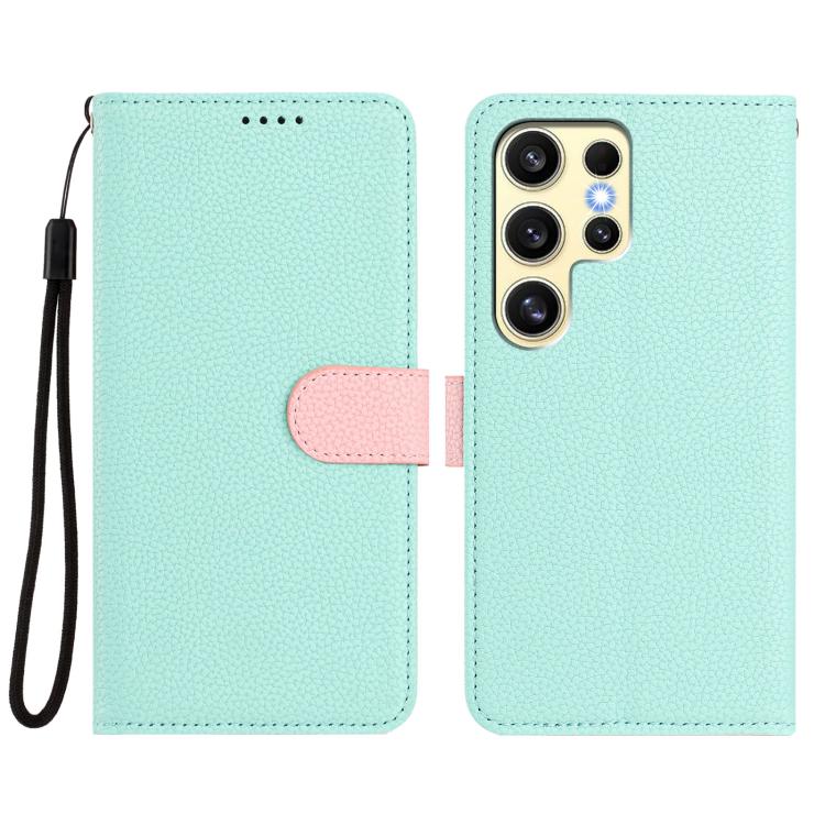 For Samsung Galaxy S23 Ultra 5G Detachable Litchi Texture Magnetic Side-Patch Vegan Leather Phone Case