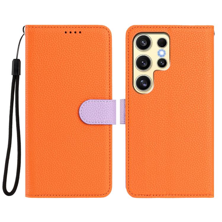 For Samsung Galaxy S23 Ultra 5G Detachable Litchi Texture Magnetic Side-Patch Vegan Leather Phone Case