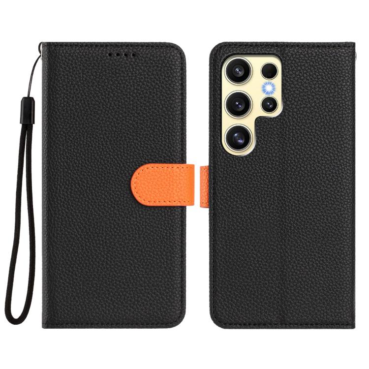 For Samsung Galaxy S23 Ultra 5G Detachable Litchi Texture Magnetic Side-Patch Vegan Leather Phone Case