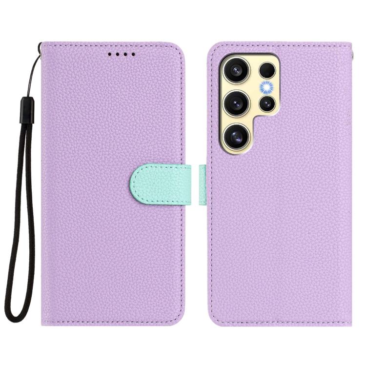 For Samsung Galaxy S23 Ultra 5G Detachable Litchi Texture Magnetic Side-Patch Vegan Leather Phone Case