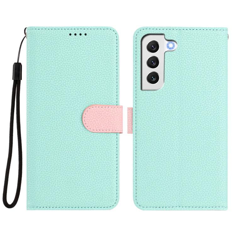For Samsung Galaxy S22 5G Detachable Litchi Texture Magnetic Side-Patch Vegan Leather Phone Case