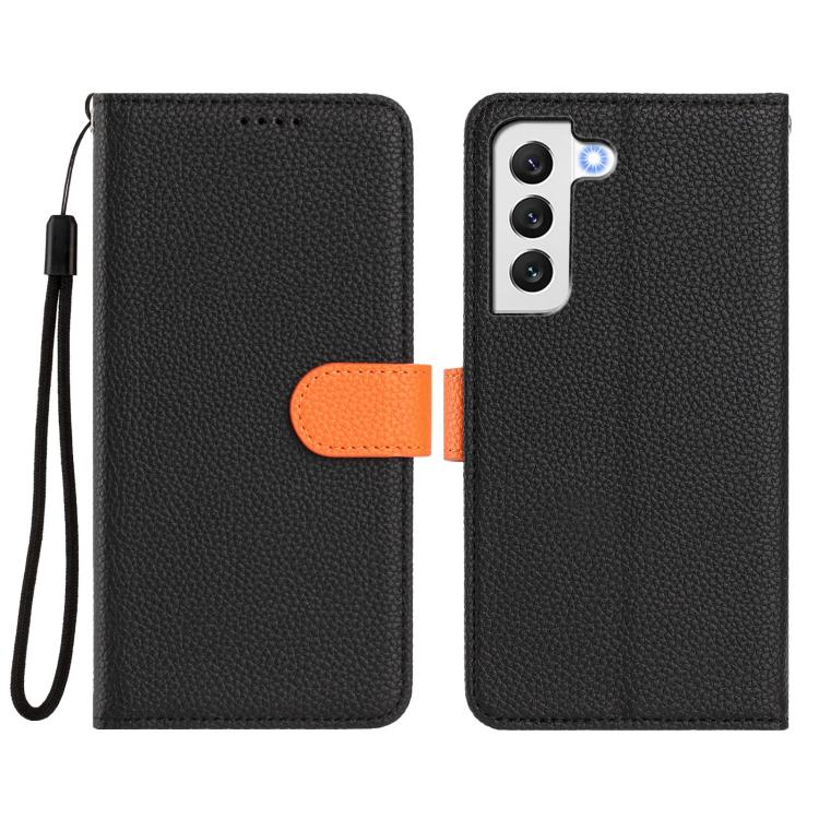 For Samsung Galaxy S22 5G Detachable Litchi Texture Magnetic Side-Patch Vegan Leather Phone Case
