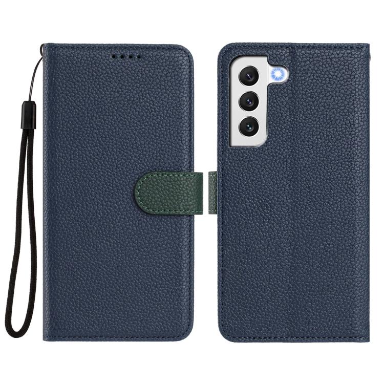 For Samsung Galaxy S22 5G Detachable Litchi Texture Magnetic Side-Patch Vegan Leather Phone Case