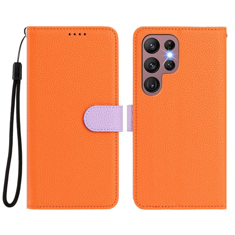 For Samsung Galaxy S21 Ultra 5G Detachable Litchi Texture Magnetic Side-Patch Vegan Leather Phone Case