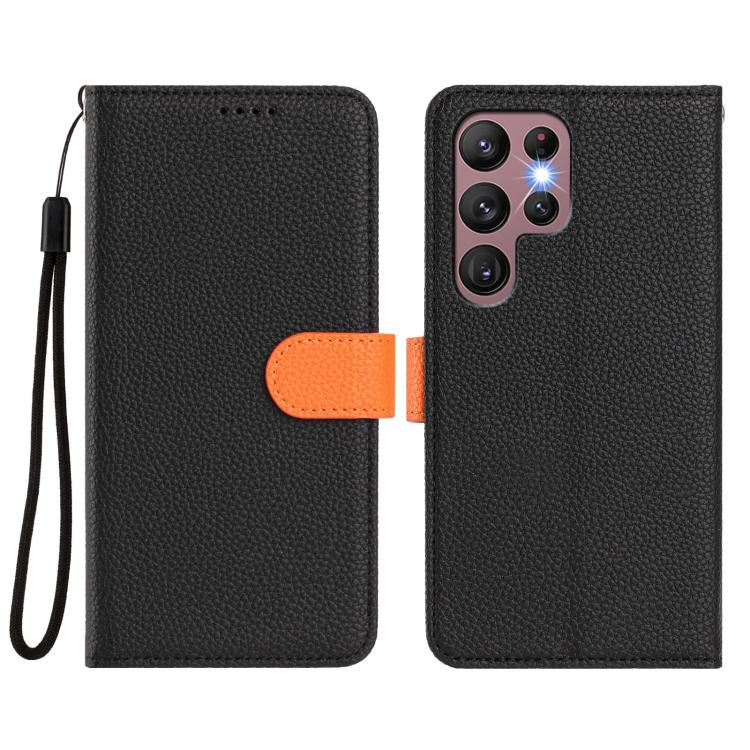 For Samsung Galaxy S21 Ultra 5G Detachable Litchi Texture Magnetic Side-Patch Vegan Leather Phone Case