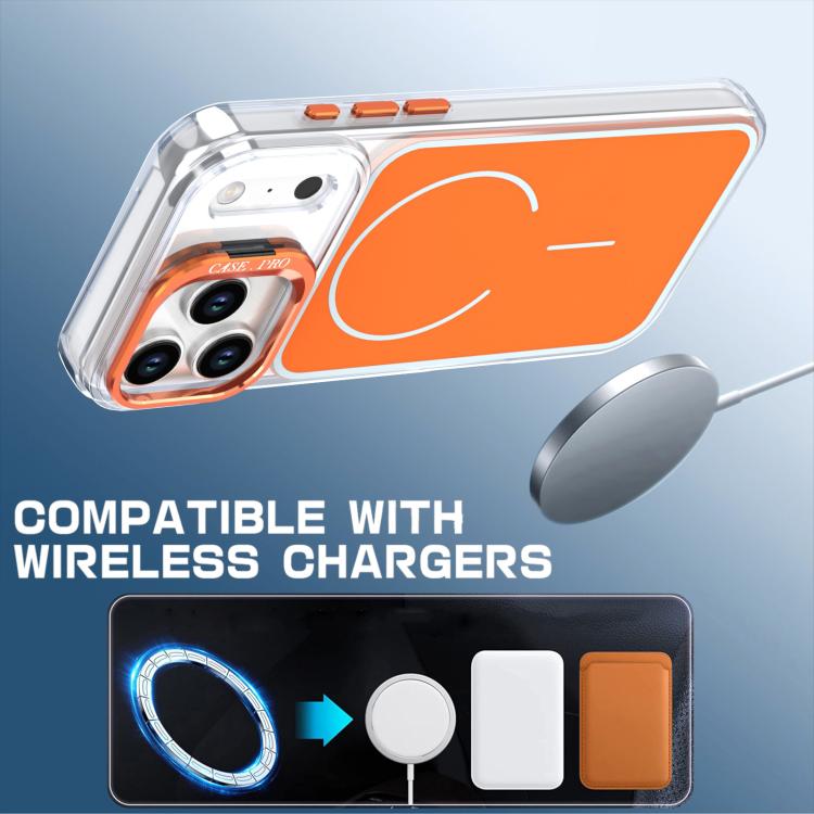For iPhone 17 Pro Max Bright Color Blocking Camera Bracket Magnetic Phone Case