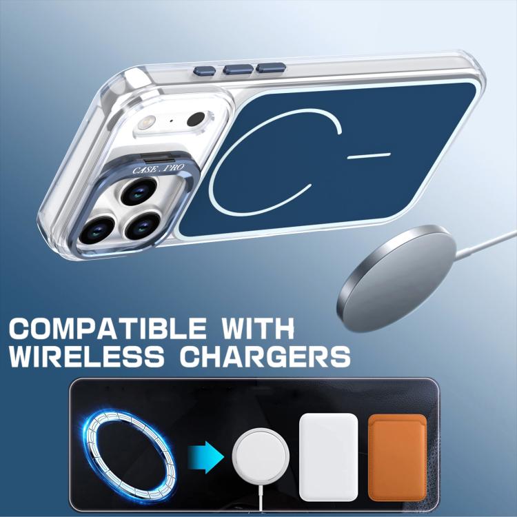 For iPhone 17 Pro Max Bright Color Blocking Camera Bracket Magnetic Phone Case