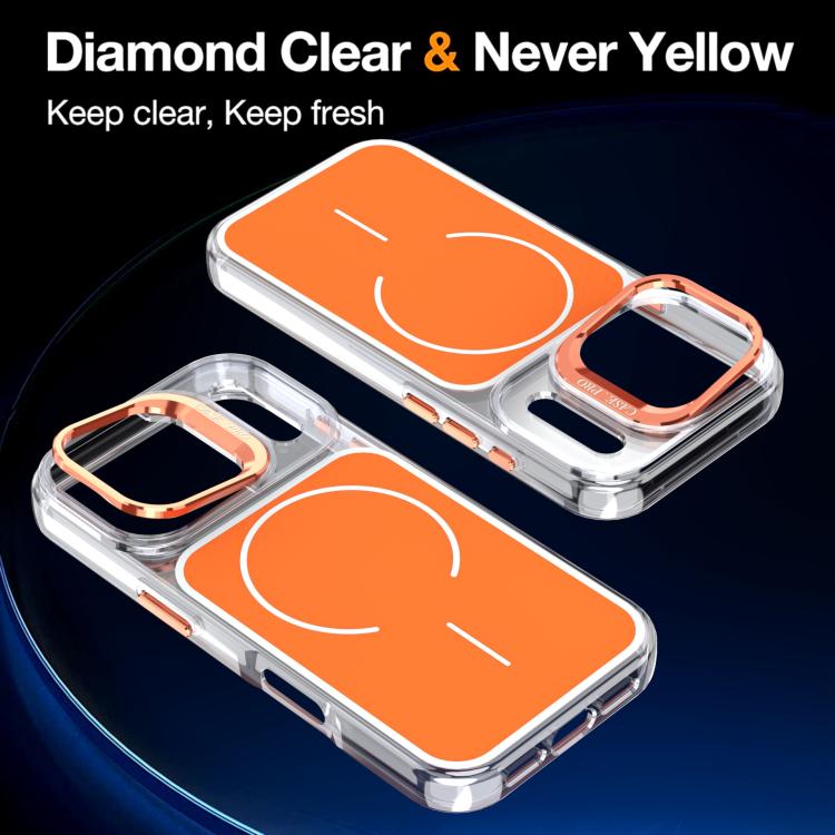For iPhone 17 Pro Bright Color Blocking Camera Bracket Magnetic Phone Case