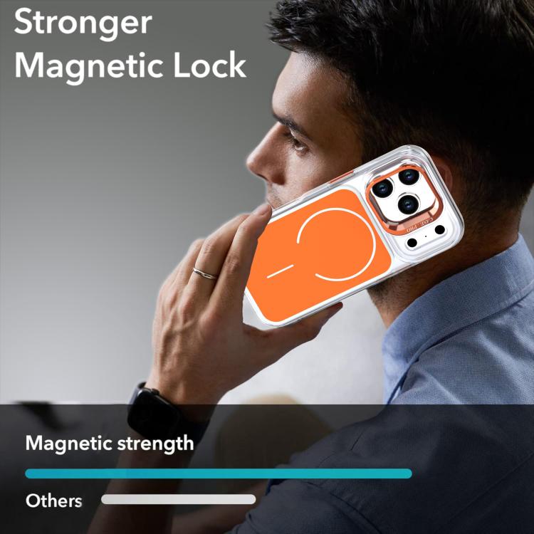 For iPhone 17 Pro Bright Color Blocking Camera Bracket Magnetic Phone Case