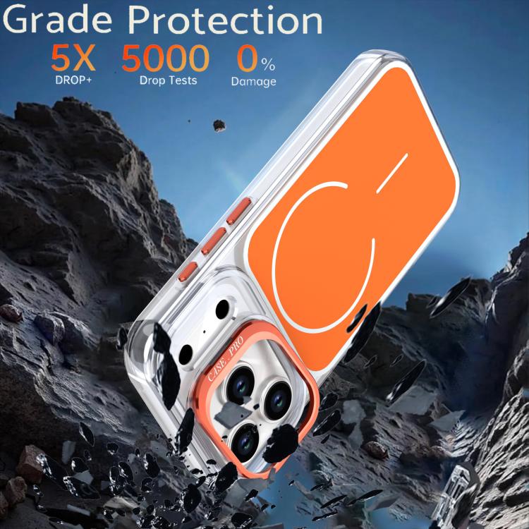 For iPhone 17 Pro Bright Color Blocking Camera Bracket Magnetic Phone Case