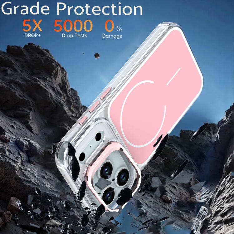 For iPhone 17 Pro Bright Color Blocking Camera Bracket Magnetic Phone Case