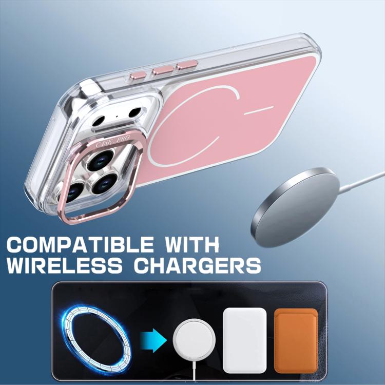 For iPhone 17 Pro Bright Color Blocking Camera Bracket Magnetic Phone Case