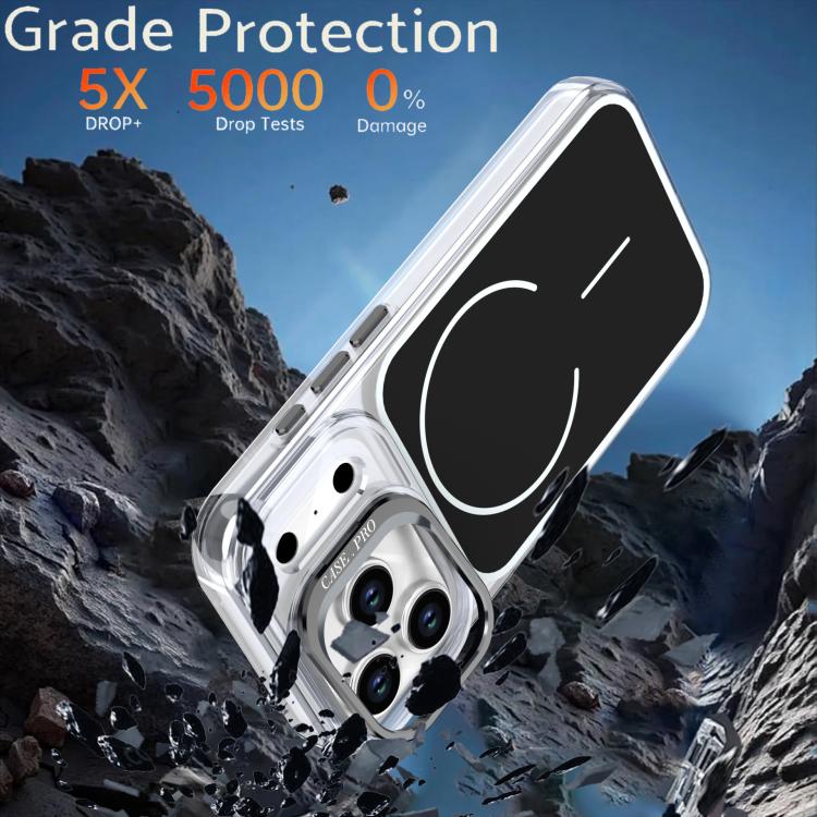 For iPhone 17 Pro Bright Color Blocking Camera Bracket Magnetic Phone Case