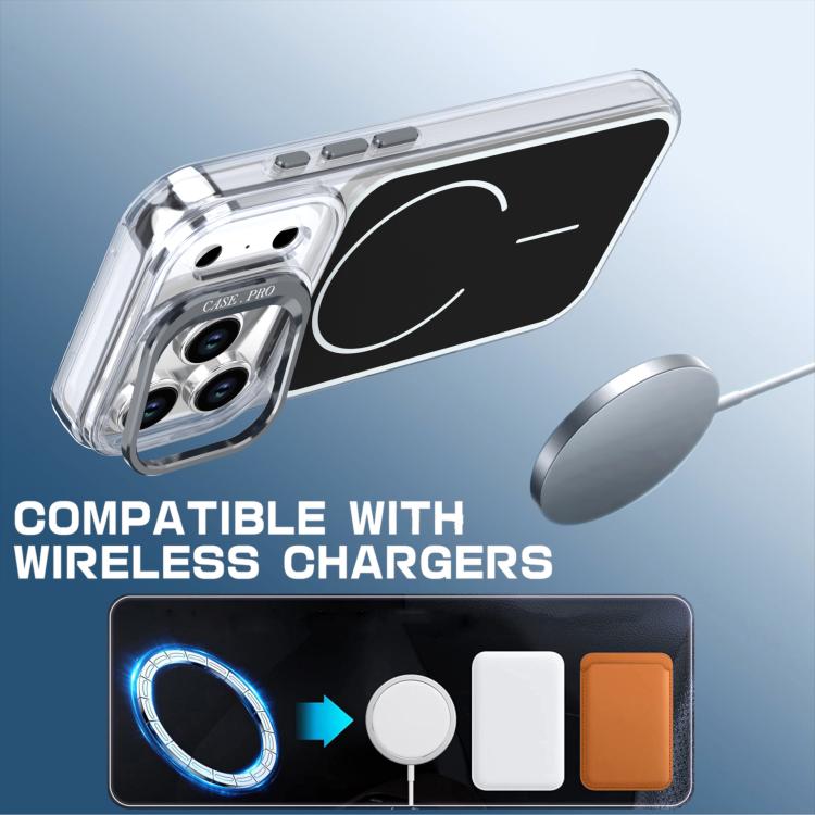 For iPhone 17 Pro Bright Color Blocking Camera Bracket Magnetic Phone Case