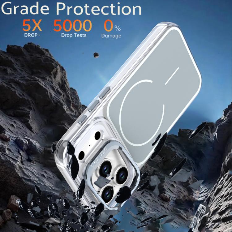 For iPhone 17 Pro Bright Color Blocking Camera Bracket Magnetic Phone Case