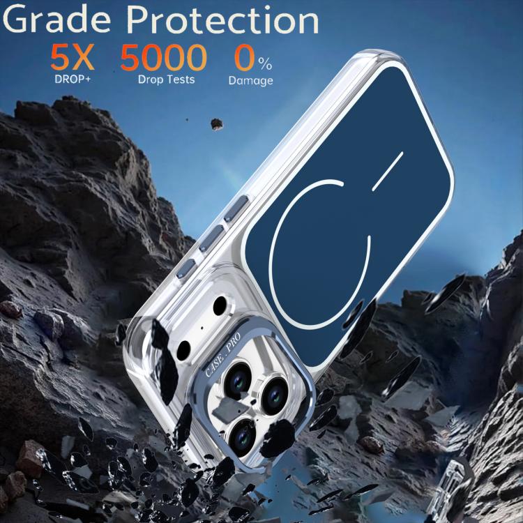 For iPhone 17 Pro Bright Color Blocking Camera Bracket Magnetic Phone Case