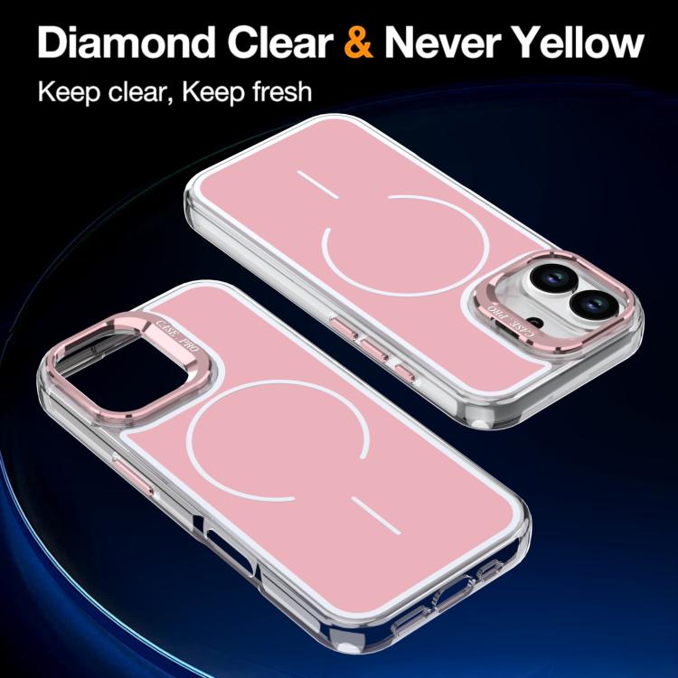 For iPhone 17 Bright Color Blocking Camera Bracket Magnetic Phone Case