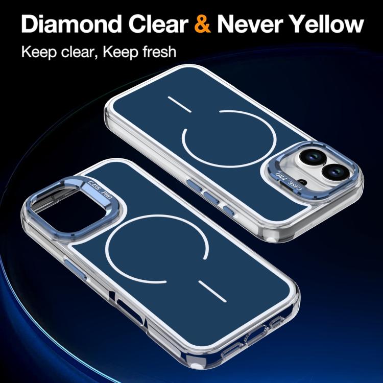 For iPhone 17 Bright Color Blocking Camera Bracket Magnetic Phone Case