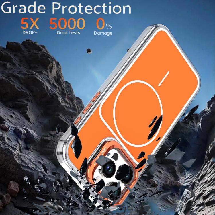 For iPhone 16 Pro Max Bright Color Blocking Camera Bracket Magnetic Phone Case