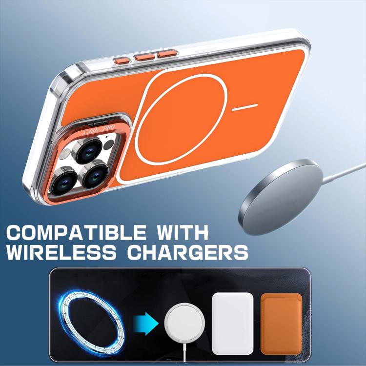 For iPhone 16 Pro Max Bright Color Blocking Camera Bracket Magnetic Phone Case