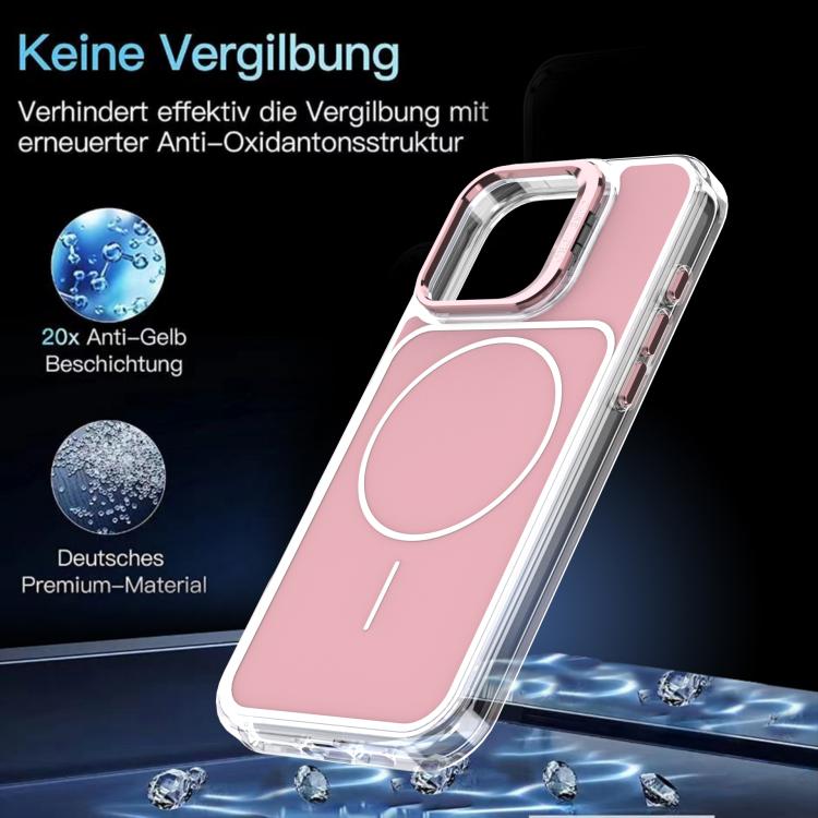 For iPhone 16 Pro Max Bright Color Blocking Camera Bracket Magnetic Phone Case