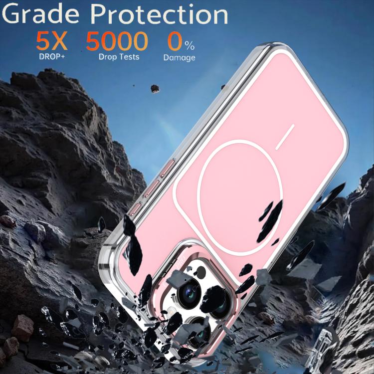 For iPhone 16 Pro Max Bright Color Blocking Camera Bracket Magnetic Phone Case