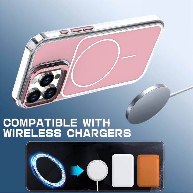 For iPhone 16 Pro Max Bright Color Blocking Camera Bracket Magnetic Phone Case
