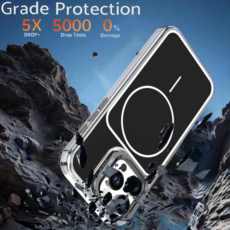 For iPhone 16 Pro Max Bright Color Blocking Camera Bracket Magnetic Phone Case