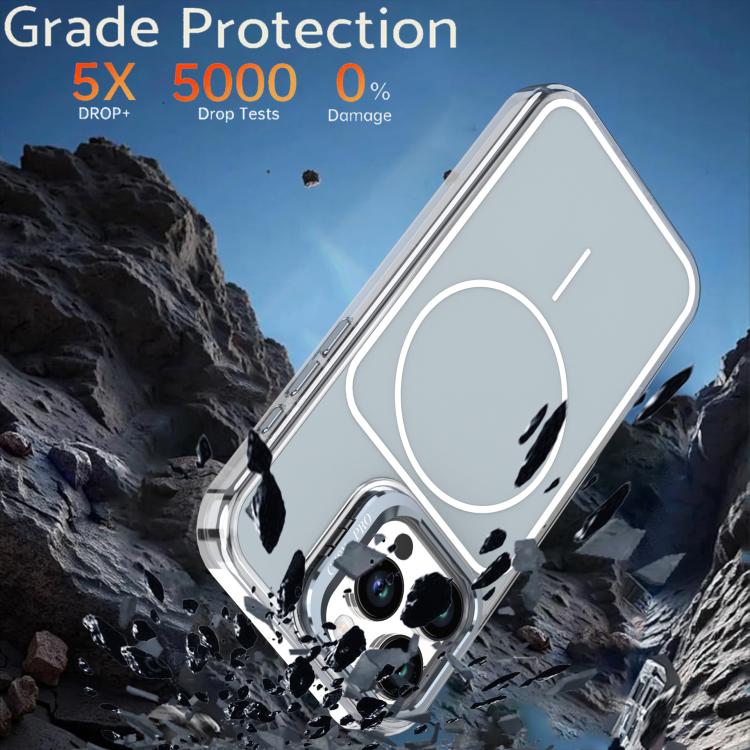 For iPhone 16 Pro Max Bright Color Blocking Camera Bracket Magnetic Phone Case