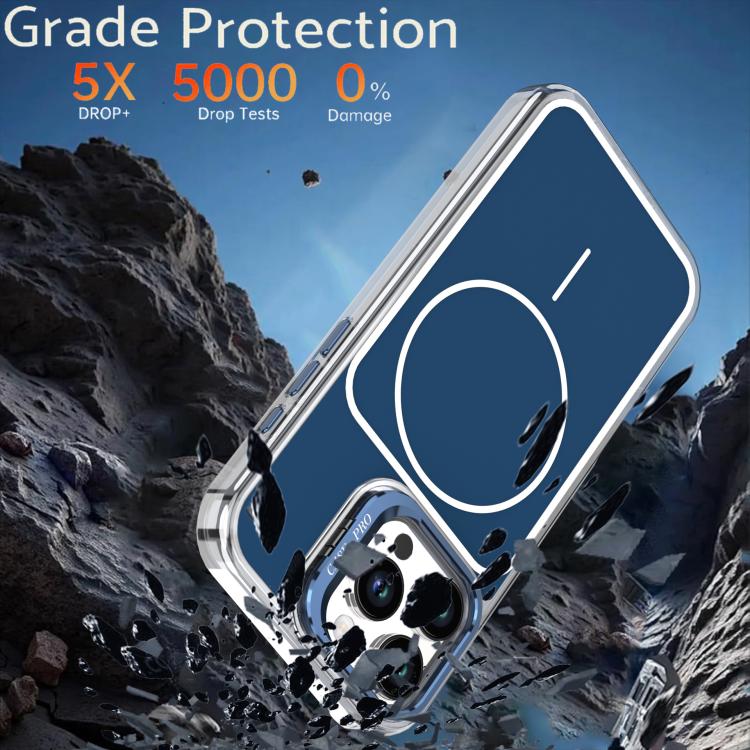 For iPhone 16 Pro Max Bright Color Blocking Camera Bracket Magnetic Phone Case