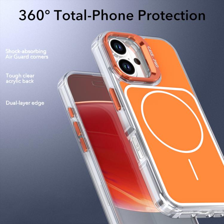 For iPhone 16 Plus Bright Color Blocking Camera Bracket Magnetic Phone Case