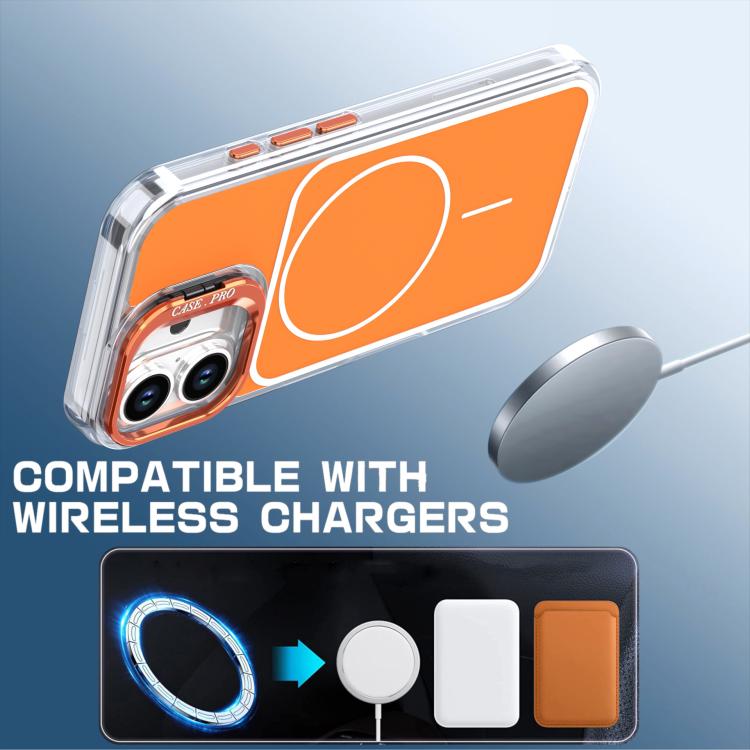For iPhone 16 Plus Bright Color Blocking Camera Bracket Magnetic Phone Case