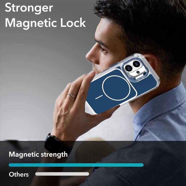 For iPhone 16 Plus Bright Color Blocking Camera Bracket Magnetic Phone Case
