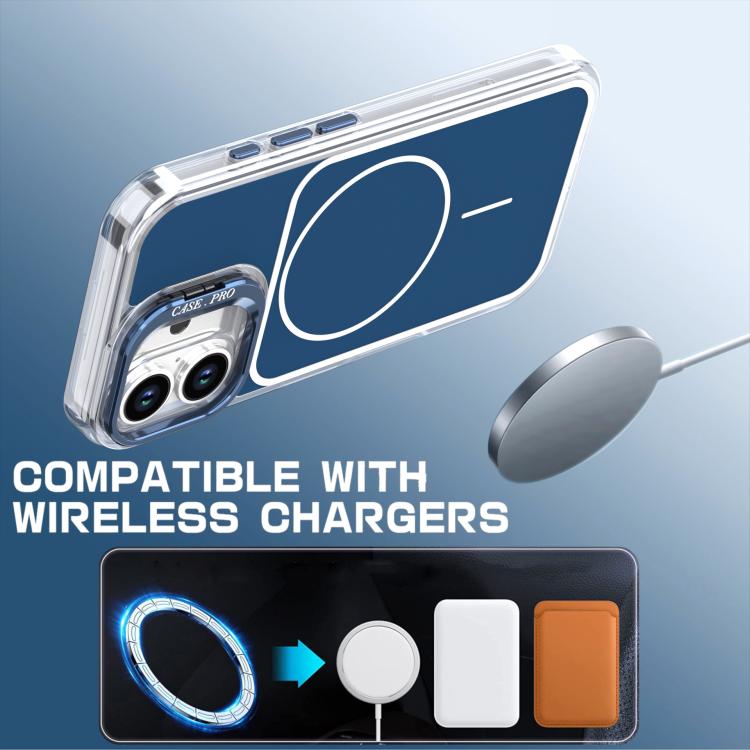 For iPhone 16 Plus Bright Color Blocking Camera Bracket Magnetic Phone Case