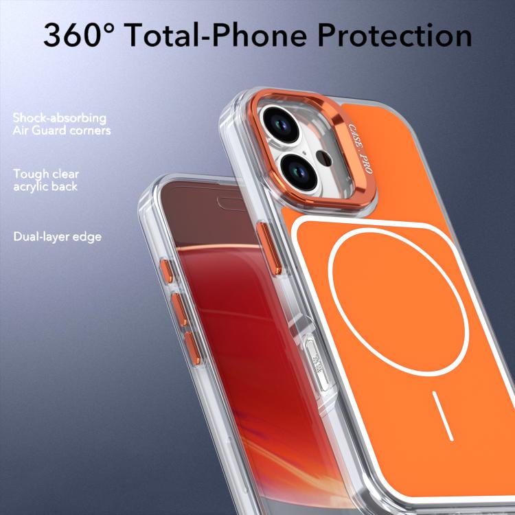 For iPhone 16 Bright Color Blocking Camera Bracket Magnetic Phone Case