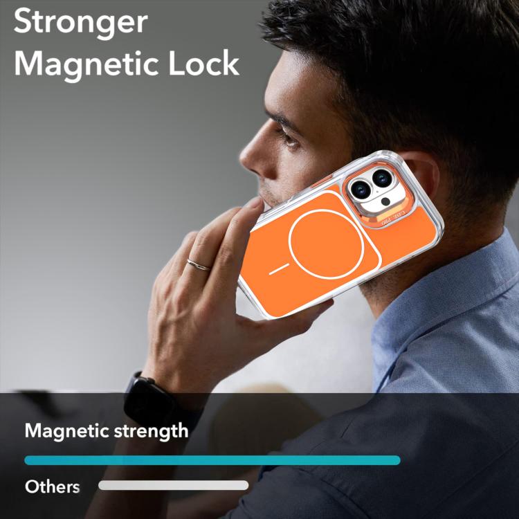 For iPhone 16 Bright Color Blocking Camera Bracket Magnetic Phone Case